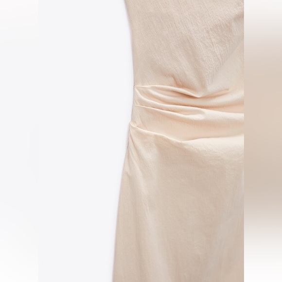 Zara DRAPED MIDI DRESS. Ecru. Size XS. NWT. - Picture 9 of 9